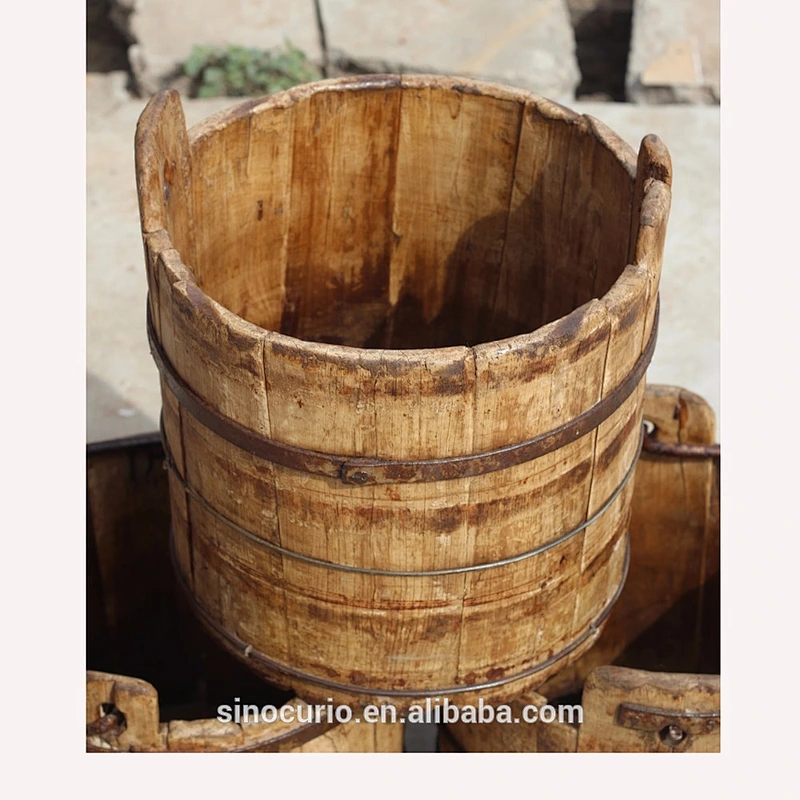 Chinese Farm Handmade Decor Rustic Wooden Antique Water Buckets