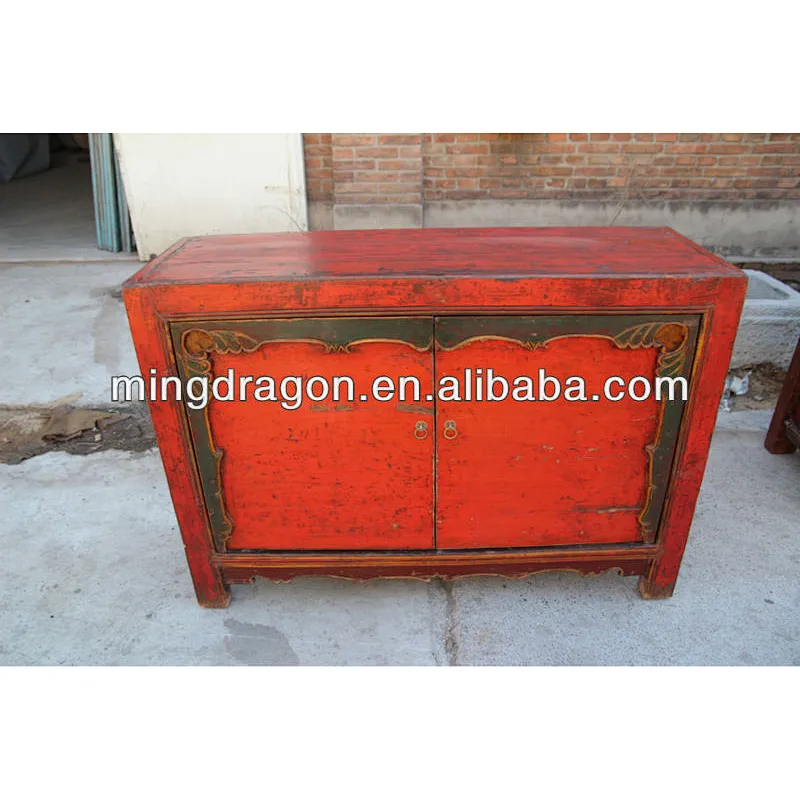 Chinese antique furniture red mongolia cabinet