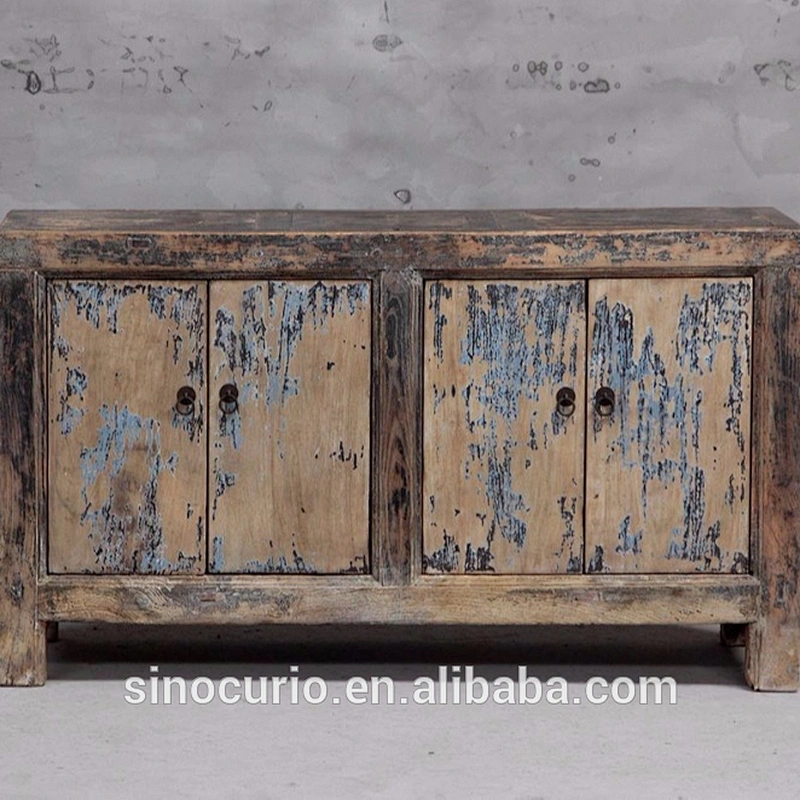 2018 Chinese antique new style furniture living room distressed lacquer cabinet