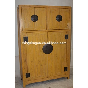 chinese antique solid wood distressed kitchen cabinet