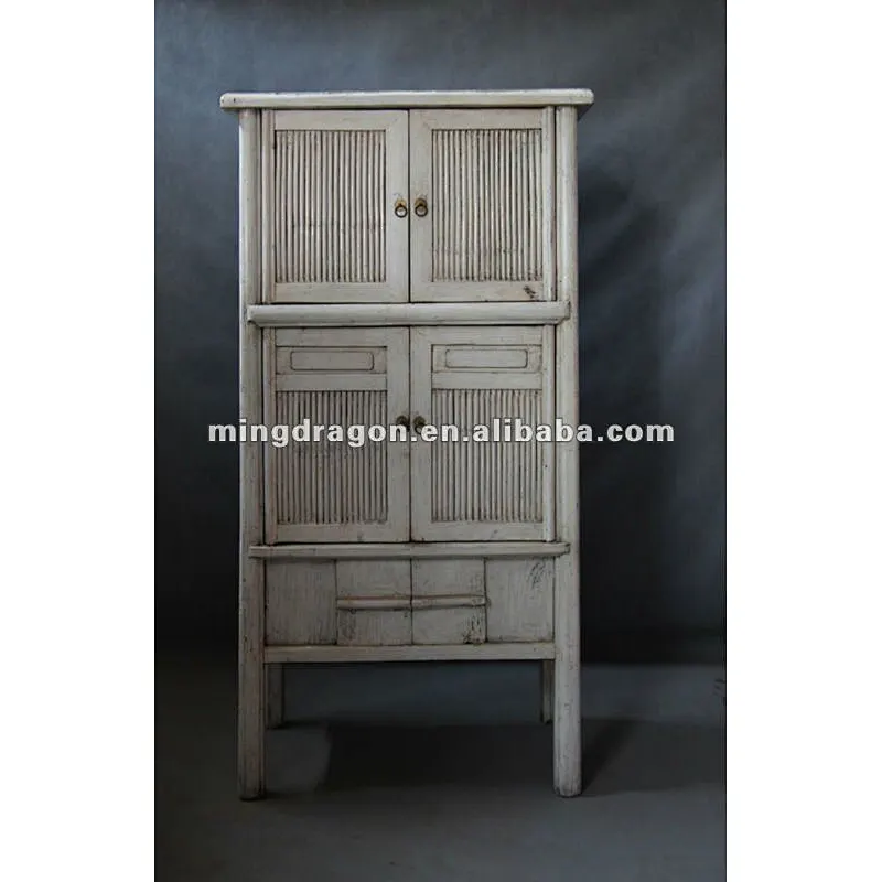 Chinese antique furniture Tall white Bamboo Cabinet