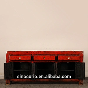 Rustic wood antique furniture sideboard cabinet