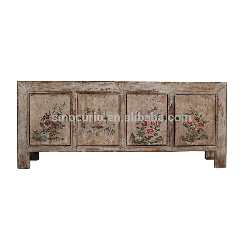 Chinese antique restored furniture hand painted shabby chic sideboard