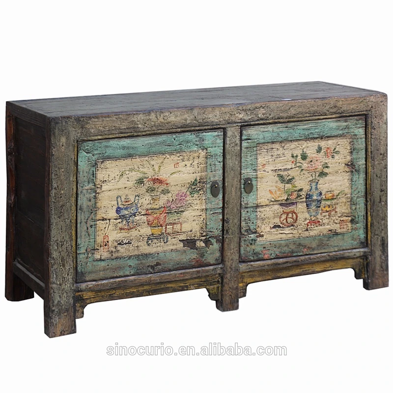 Chinese antique style furniture hand painted living room Mongolia cabinet