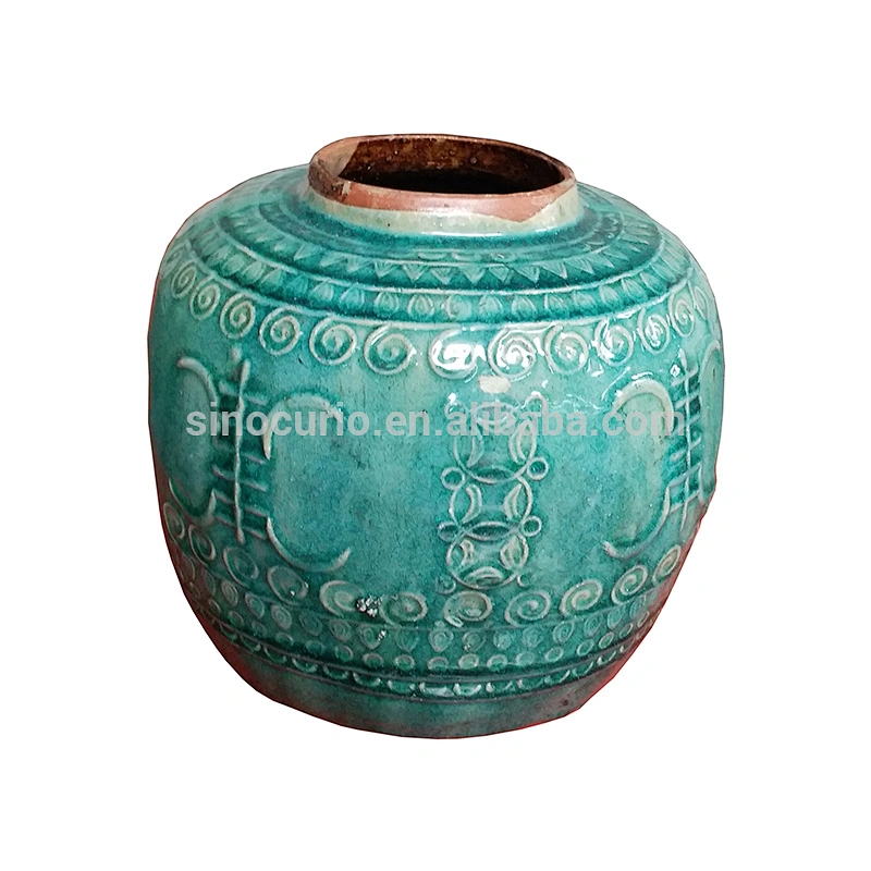 Chinese antique real old green ceramic pot
