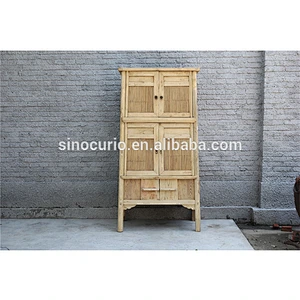 Chinese old antique bamboo cabinet kitchen cupboard furniture wardrobe cabinet