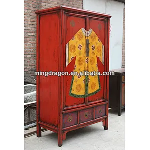 Chinese antique red wooden wedding cabinet