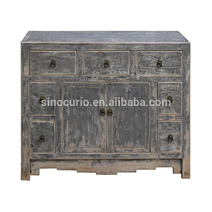 Chinese antique reproduction furniture wholesale oriental style shabby chic gray cabinet