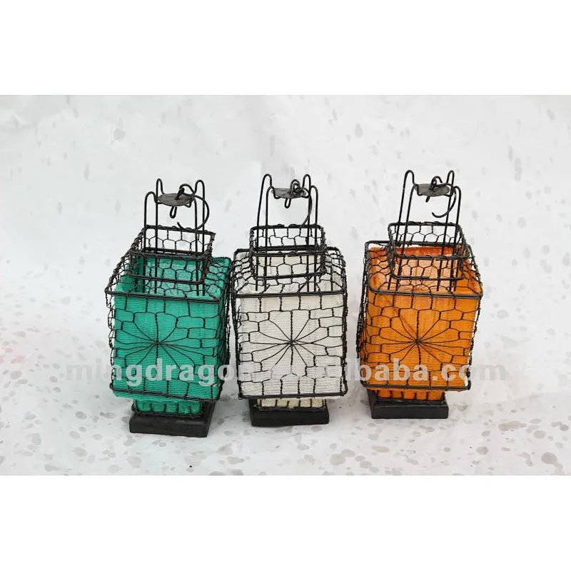Chinese antique iron& paper white/green/red/orange small square lantern lamp