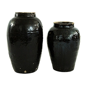 Chinese antique glossy Black Big Garden Decoration Ceramic Flower Pots