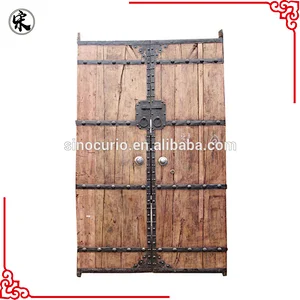 Chinese antique carved exterior solid recycle wood door