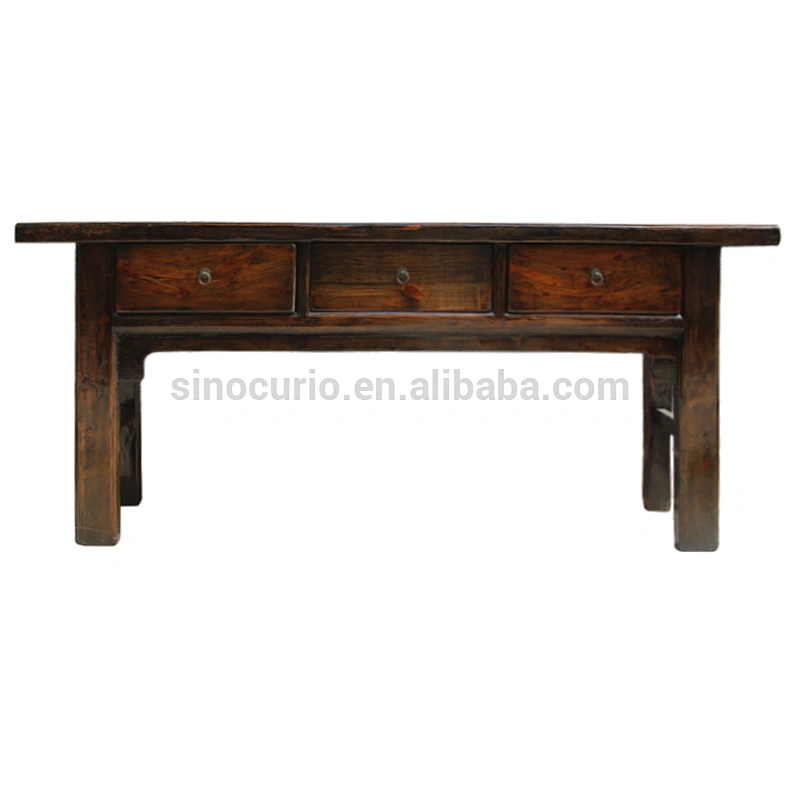 Chinese lacquer furniture antique wooden brown altar table & console table