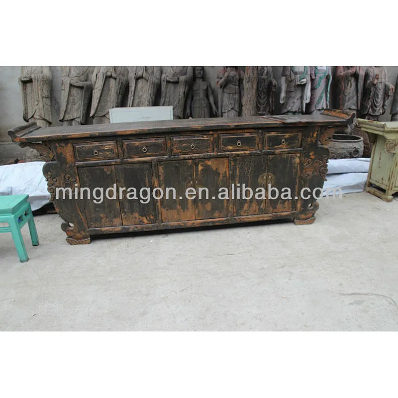 chinese antique black four drawer six door cabinet