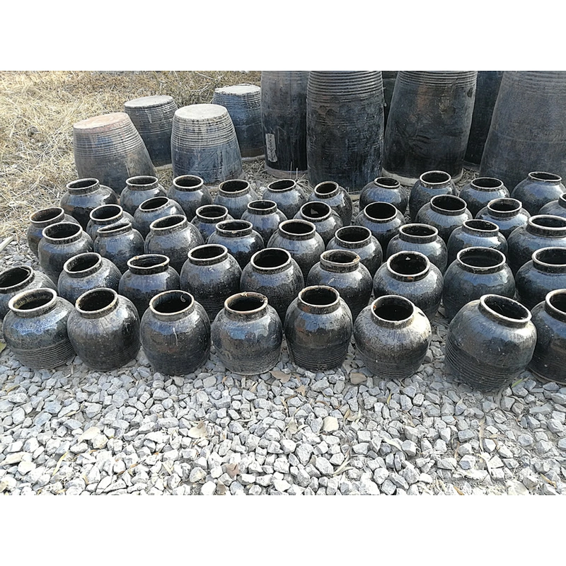 wholesale black glazed home and garden decoration black ceramic pot