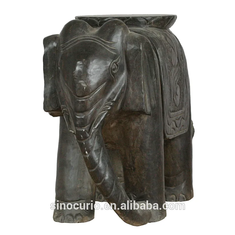 Chinese antique stone carved sculptures animal statues bluestone elephant stool