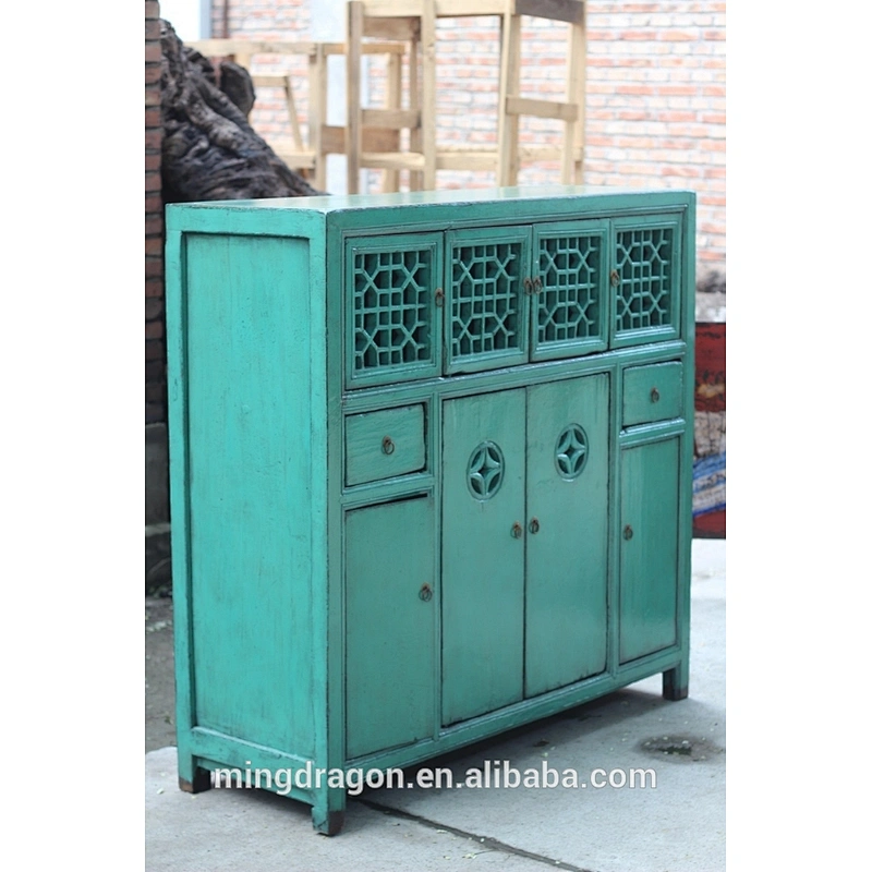 Chinese wooden antique painted rustic sideboard cabinet furniture