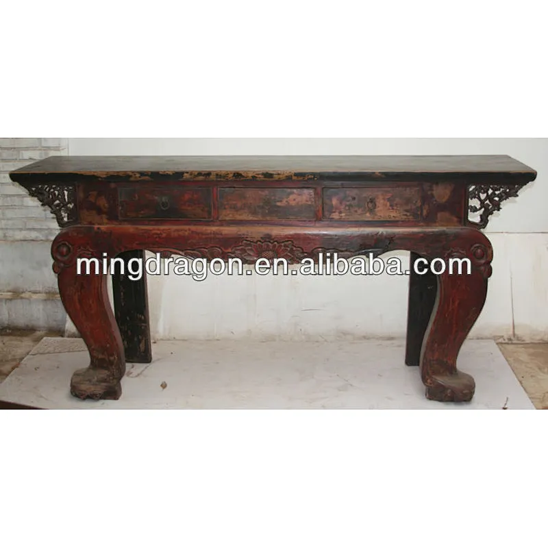 Chinese Antique Carved Reclaimed Teak Wood Prayer Table