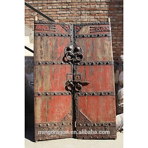 Vintage Antique Shanxi Recycle Old Elm Wood Inlaid Garden Door