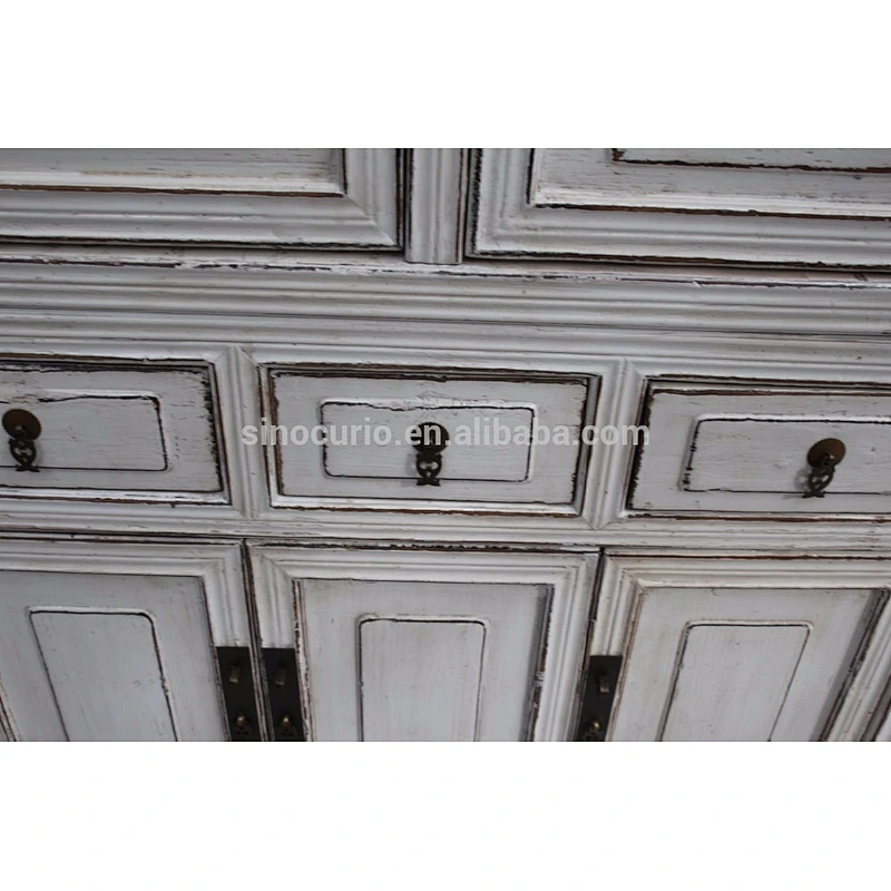 shabby chic kitchen cabinet Solid Wood Carving Antique Furniture