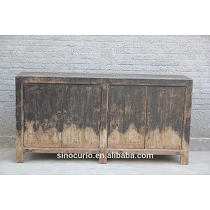 Chinese Antique Reclaimed Salvaged Wood Buffet With 4 Doors