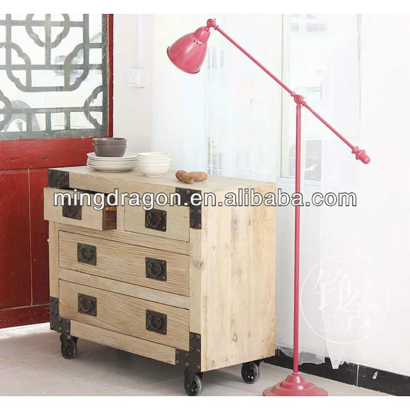 Recycle wood furniture drawers cabinet with wheel