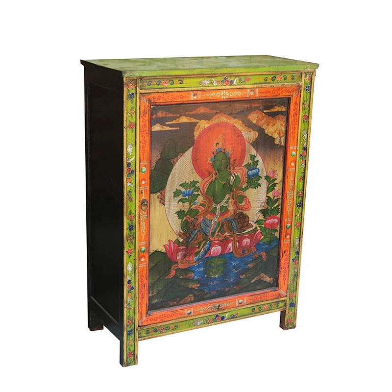 Chinese vintage reproduction furniture, Tibetan living room single door cabinet