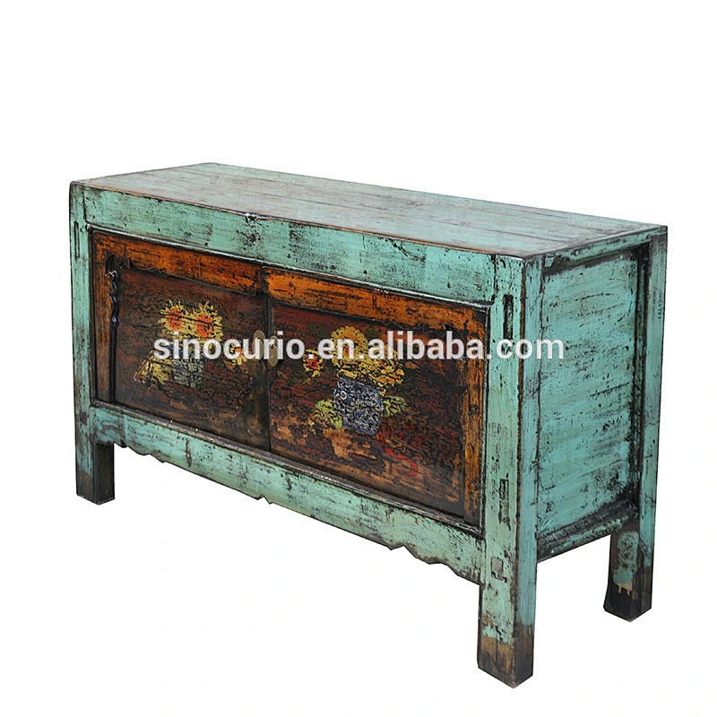 Chinese antique furniture glossy lacquered painted solid wood furniture reclaimed sideboard shoe cabinet