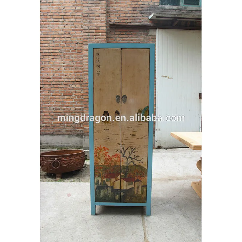 wooden wardrobe, two door with printing high cabinet