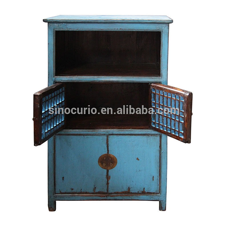 Chinese antique reproduction furniture antique lattice wooden door kitchen cabinet