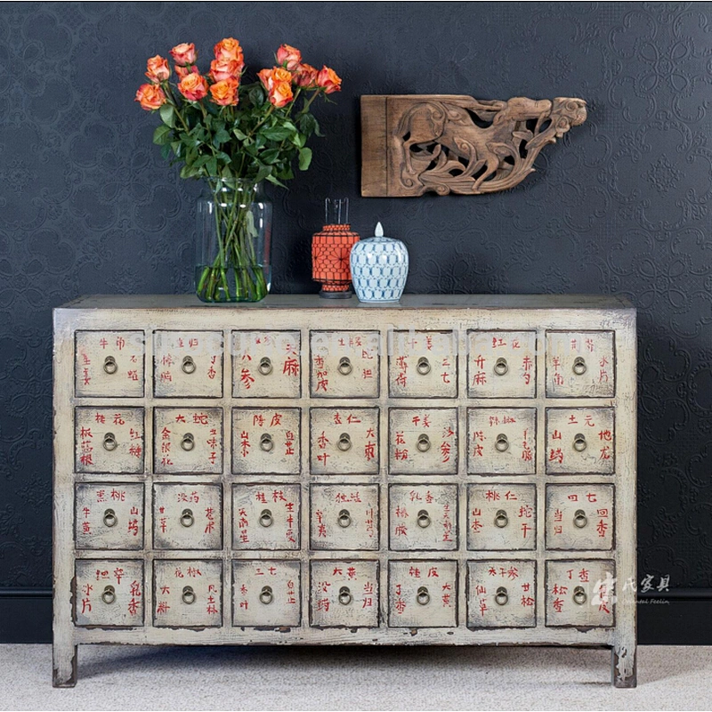 Living room furniture antique Chinese medicine cabinet