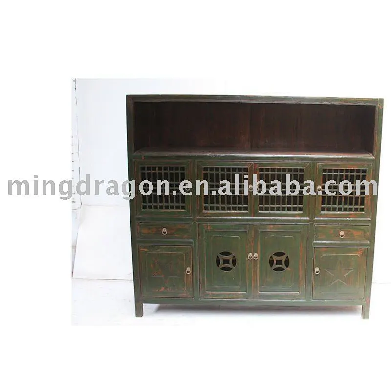 Hebei Chinese Antique Eight Door Two Drawer Cupboard