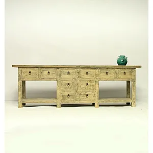 Chinese antique red drawer side table industrial style furniture