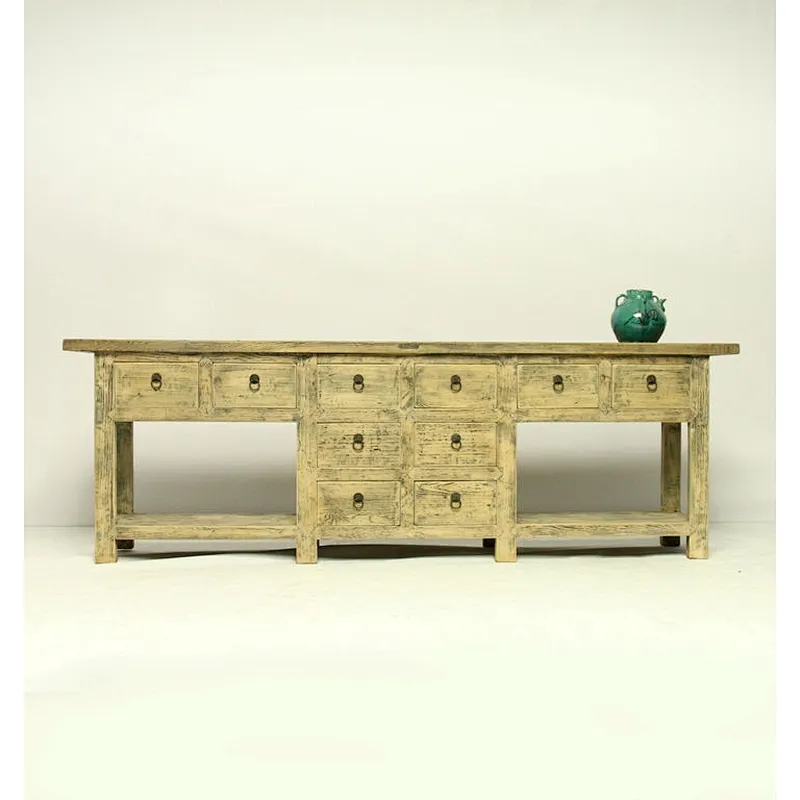 Chinese antique red drawer side table industrial style furniture