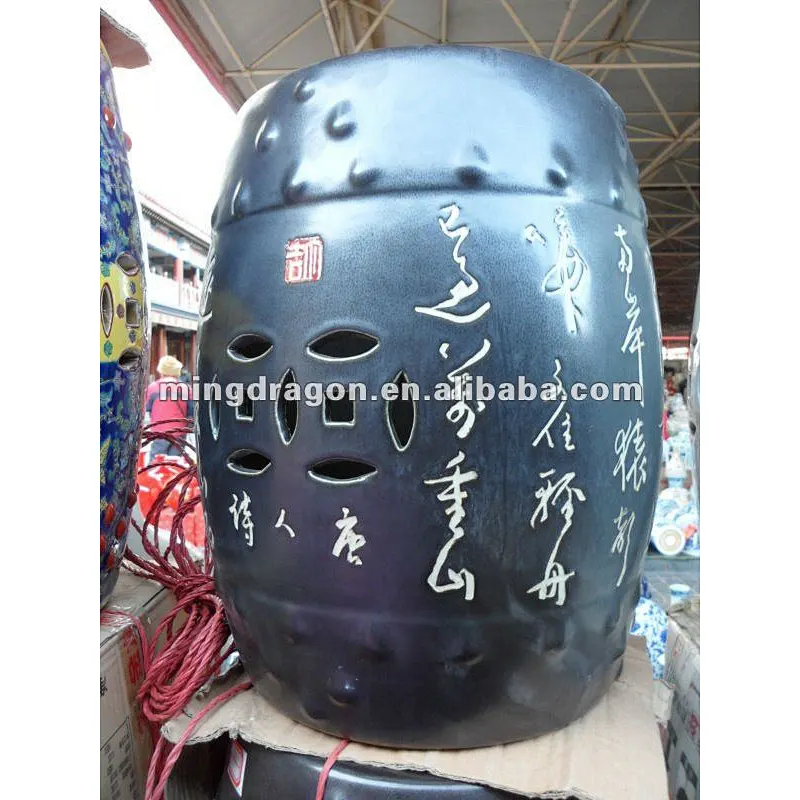 chinese antique green porcelain drum stool