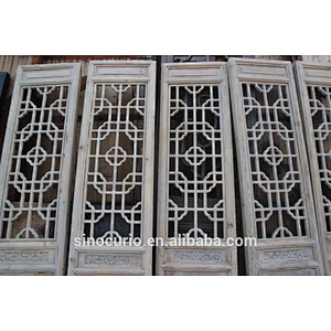 Antique hand carved wood room divider screen for design