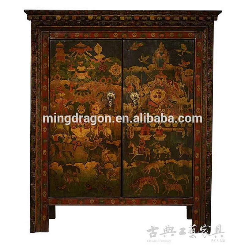 Antique Tibetan Carving Furniture Hand Painted