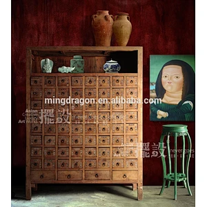 Chinese antique furniture- many drawers distressed medicine cabinet