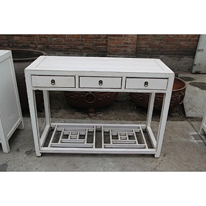 Chinese antique style wood hand carved console table with storage drawers