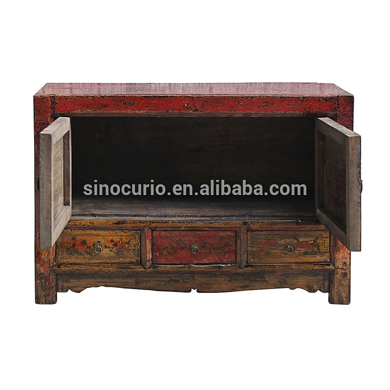 Chinese Antique Original Shanxi Hand Painted Cabinet Asian Furniture