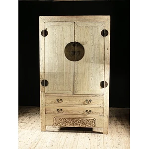 Chinese antique bedroom wood two door two drawer cloth cabinet