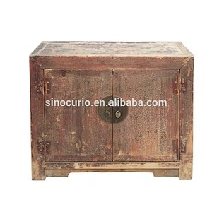 Chinese antique vintage wooden furniture antique ash style corner storage cabinet