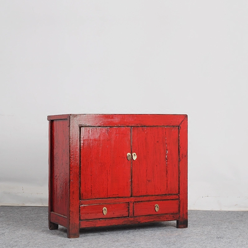 Chinese antique lacquered finish bedside cabinet