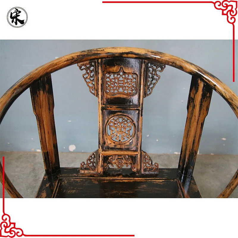 Wholesale antique solid wood hand carved black arm chair