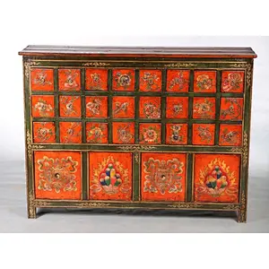 Vintage Antique Wooden Painted File Storage Cabinet