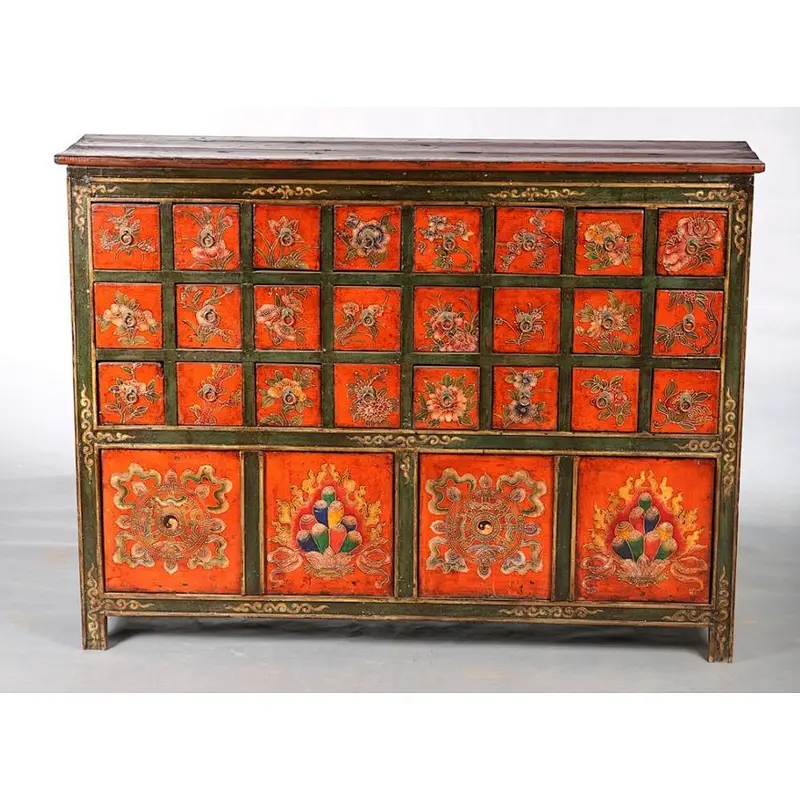 Vintage Antique Wooden Painted File Storage Cabinet