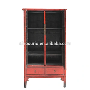 antique red Chinese antique production wedding cabinet wardrobe furniture