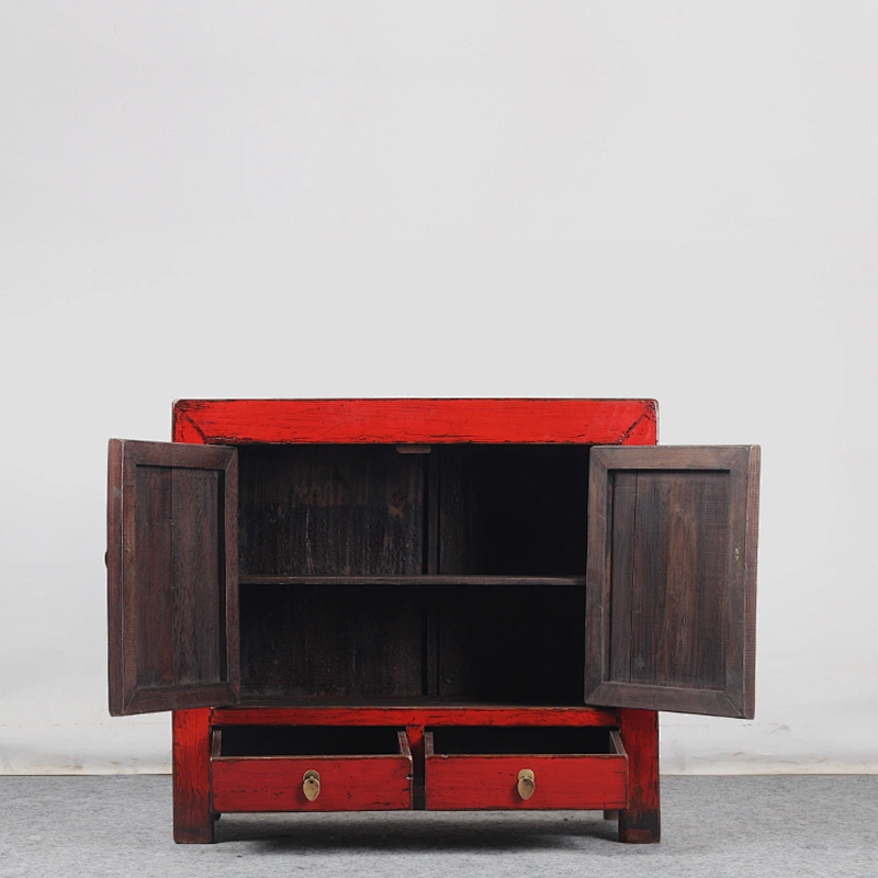 Chinese antique lacquered finish bedside cabinet