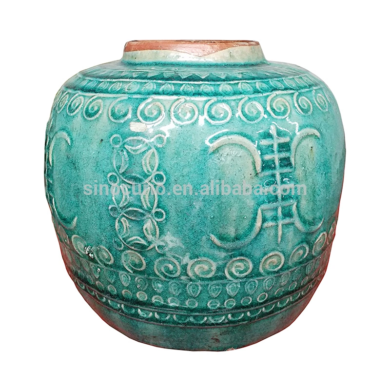 Chinese antique real old green ceramic pot