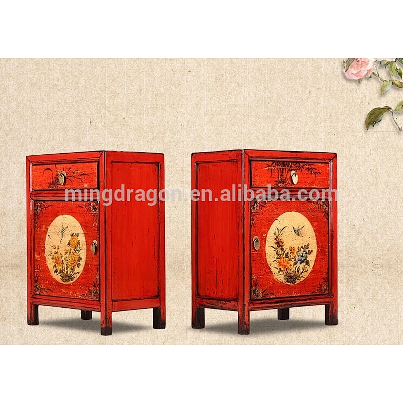 Chinese antique furniture wholesale antique cabinet hand painted nightstand