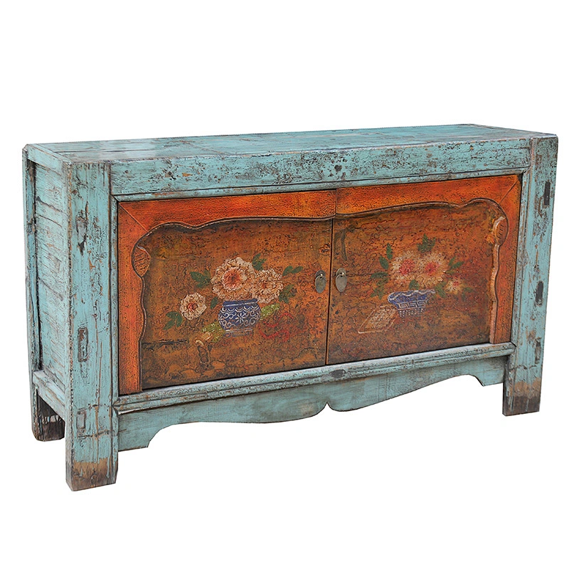 Asian antique hand paint lacquer sideboard furniture shoe cabinet for wholesale